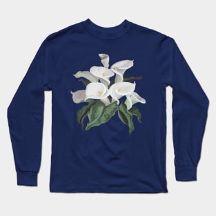 Artistic Cream White Calla Lilies Bouquet Cut Out Long Sleeve T-Shirt